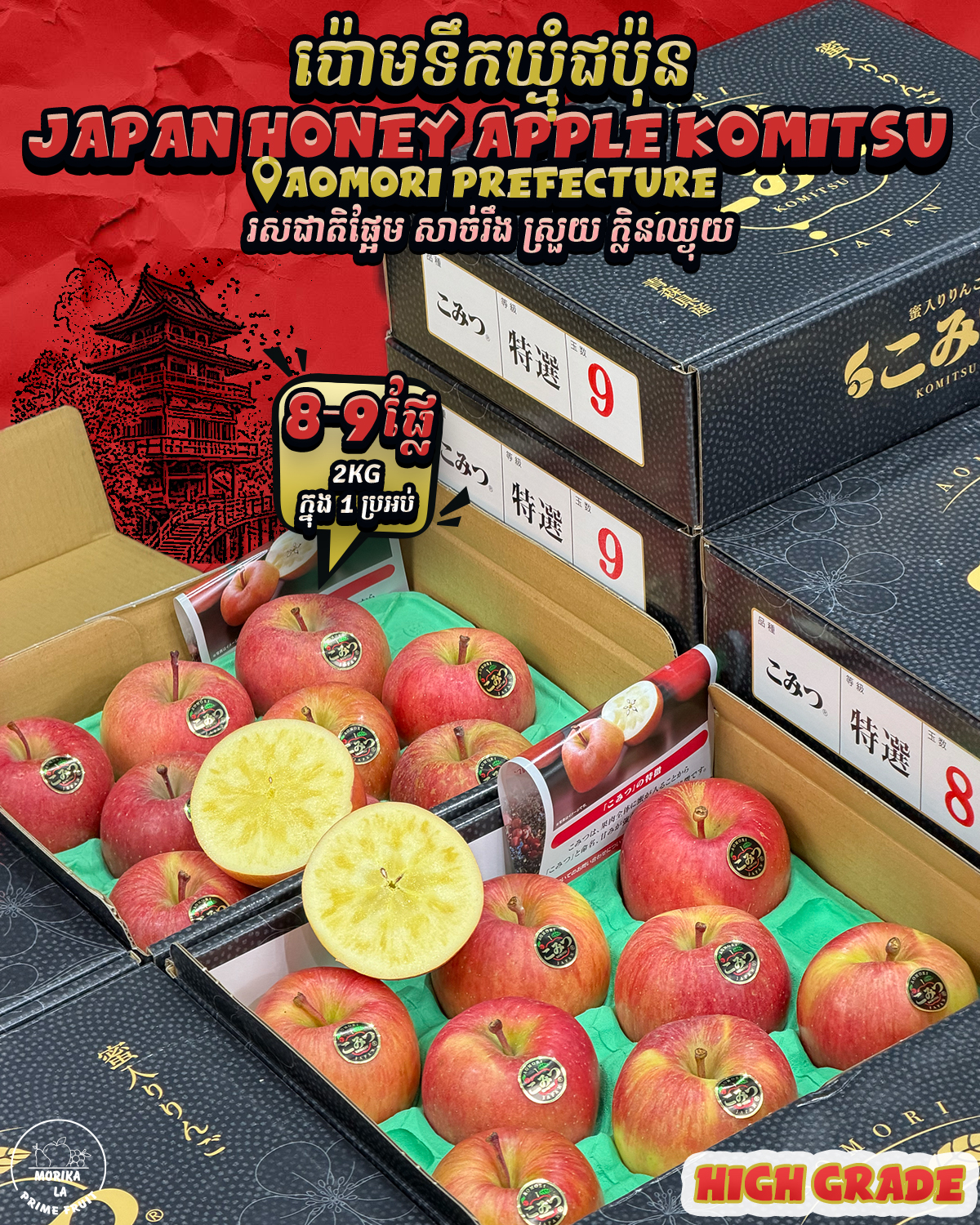 Japan Honey Apple Komitsu High Grade 2kg Gift Box