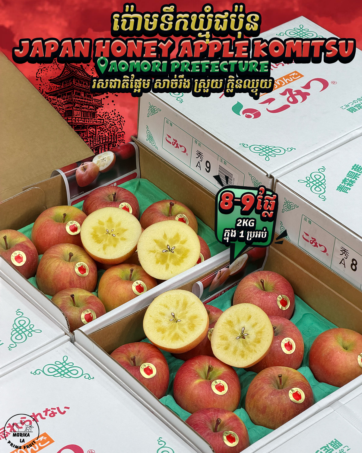 Japan Honey Apple Komitsu White Box Gift Box 